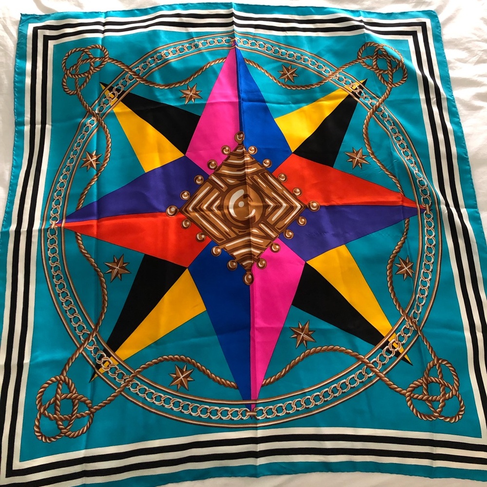 Colorful nautical silk scarf
